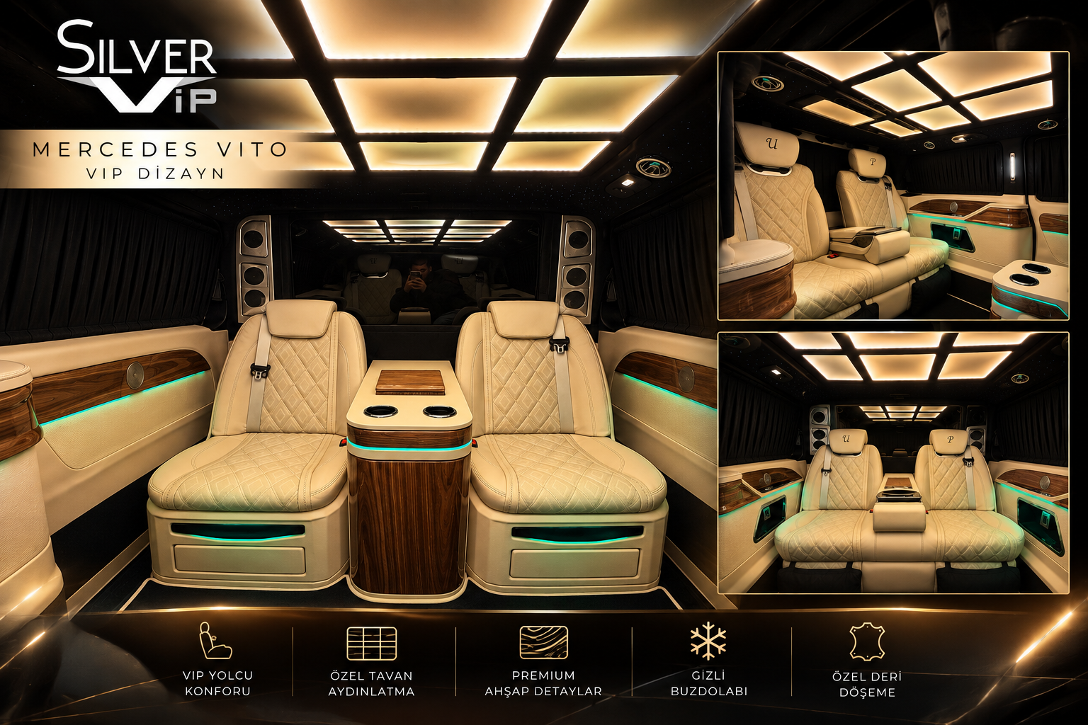Çatısan Mercedes Vito VIP-Umbau | Exklusiver Innenausbau mit cremefarbenem Leder