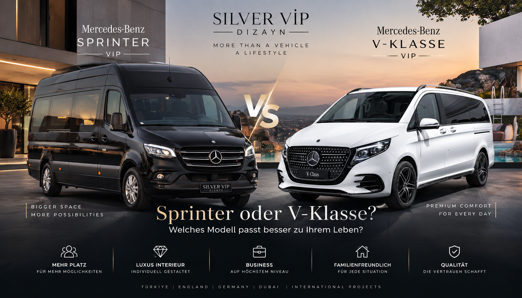 Mercedes V-Klasse oder Sprinter als VIP Fahrzeug? | Welches Modell eignet sich besser für Business und Privatnutzung?