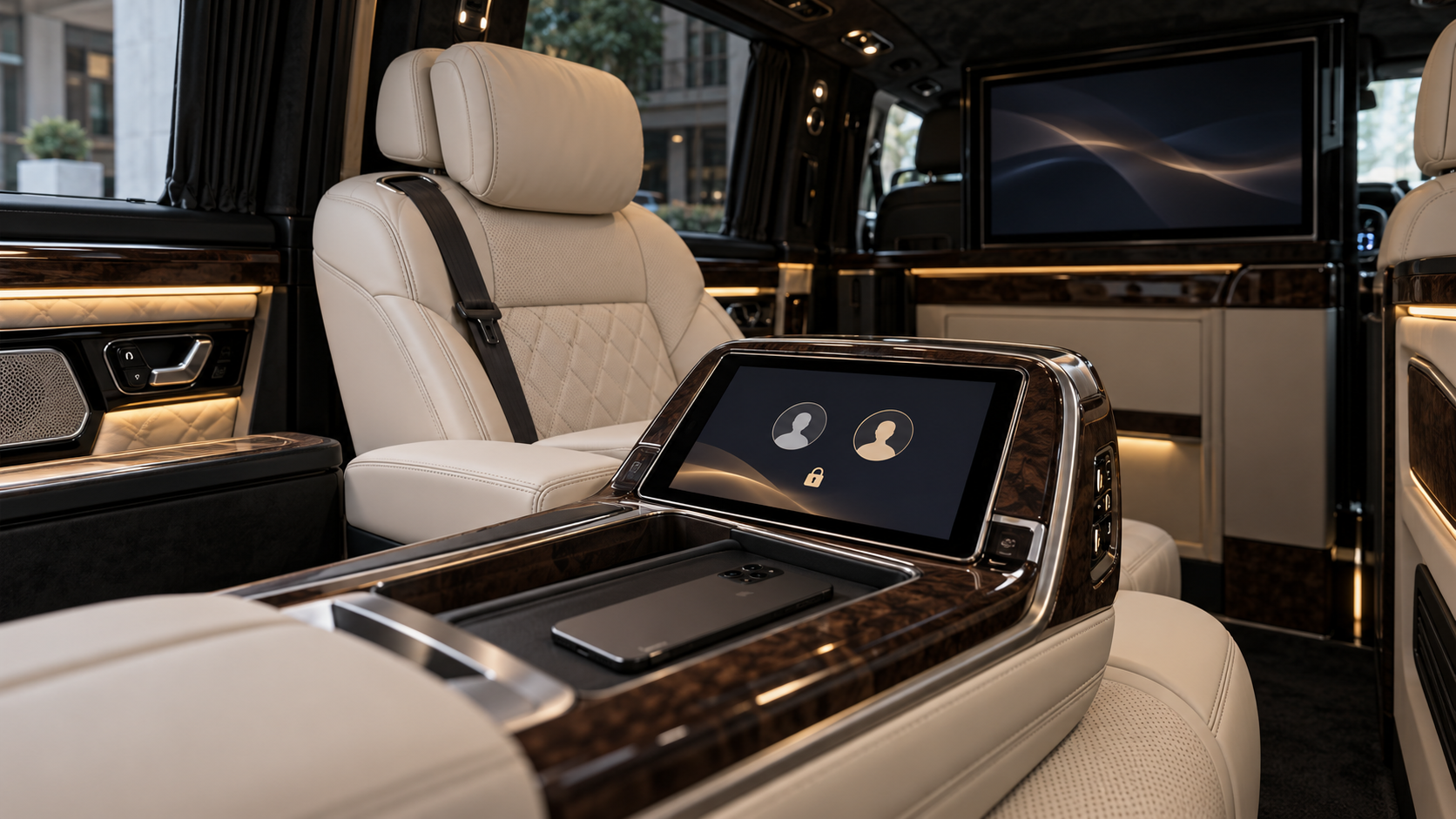 Mercedes V-Class VIP Interior: Guest Use and Multimedia Privacy