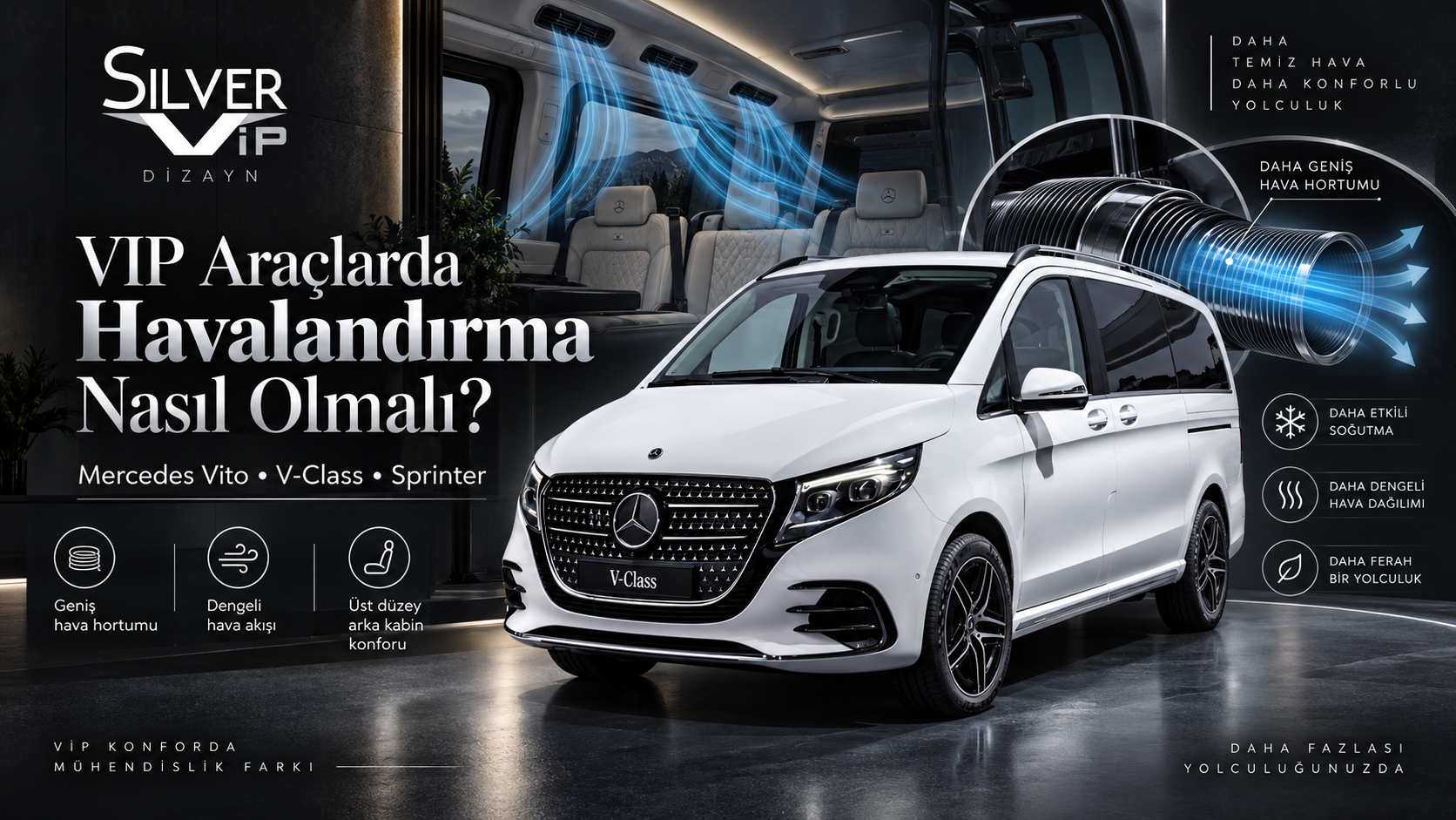 VIP Araçlarda Klima ve Havalandırma Nasıl Planlanmalı? | Mercedes Vito ve Sprinter’da Arka Kabin Hava Akışı